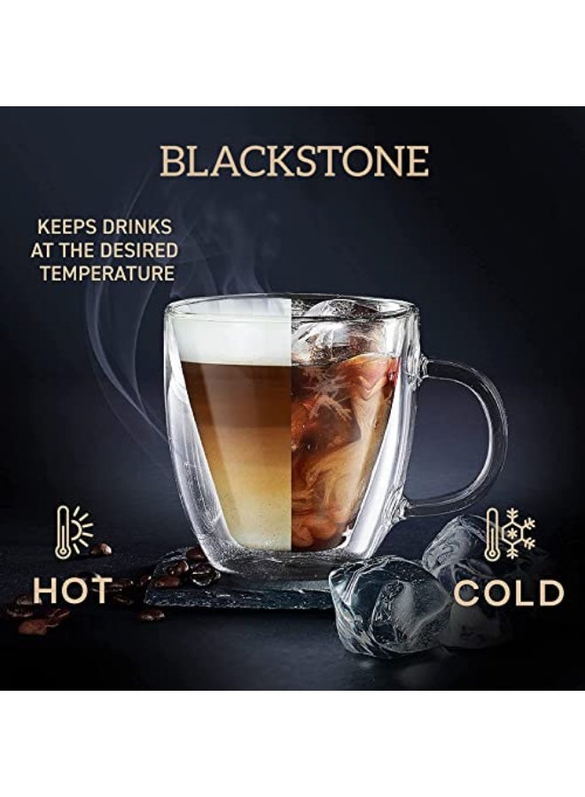 BLACKSTONE Double Wall Glass Cawa Cups 70ml, Set of 4 - Heat Insulated Borosilicate Espresso Cups, Gift Box, DG501 - Image 5