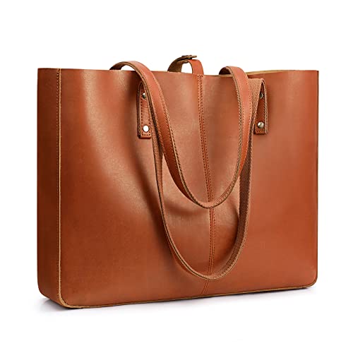 S-ZONE Genuine Leather Shoulder Tote Bag for Women Large Handbag Work Purse - Image 1