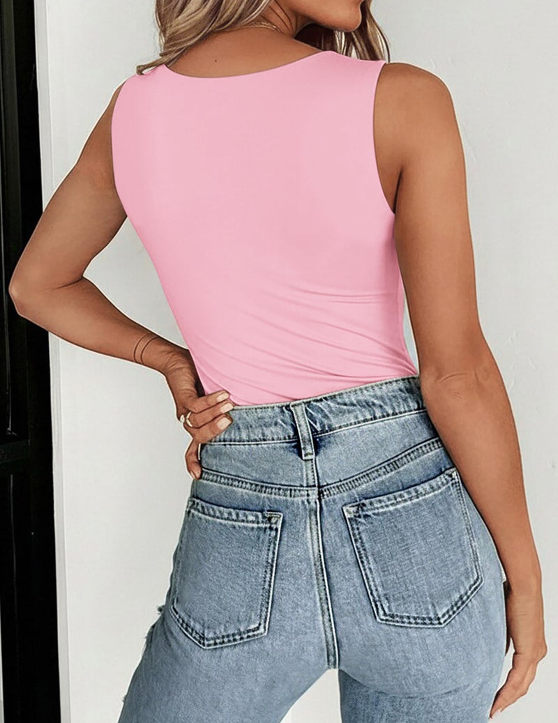 Zeagoo Womens Double Lined Crew Neck Tank Tops Cute Summer Sleeveless Workout Tops Basic Going Out Clothes 2026 Pink - Image 3