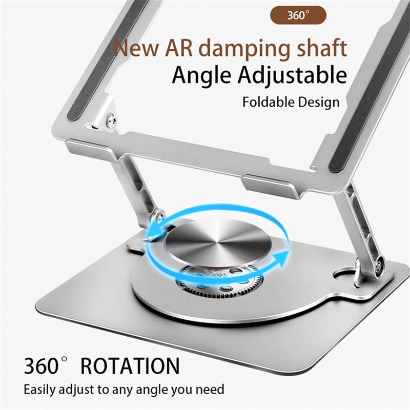 MOCA 360 Rotating Portable Laptop Stand for Desk Aluminum Ergonomic Laptop Riser Adjustable Height for MacBook Laptop up to 16 Holds Weight Upto 22 lb Swivel Laptop Holder Stand Silver - Image 2