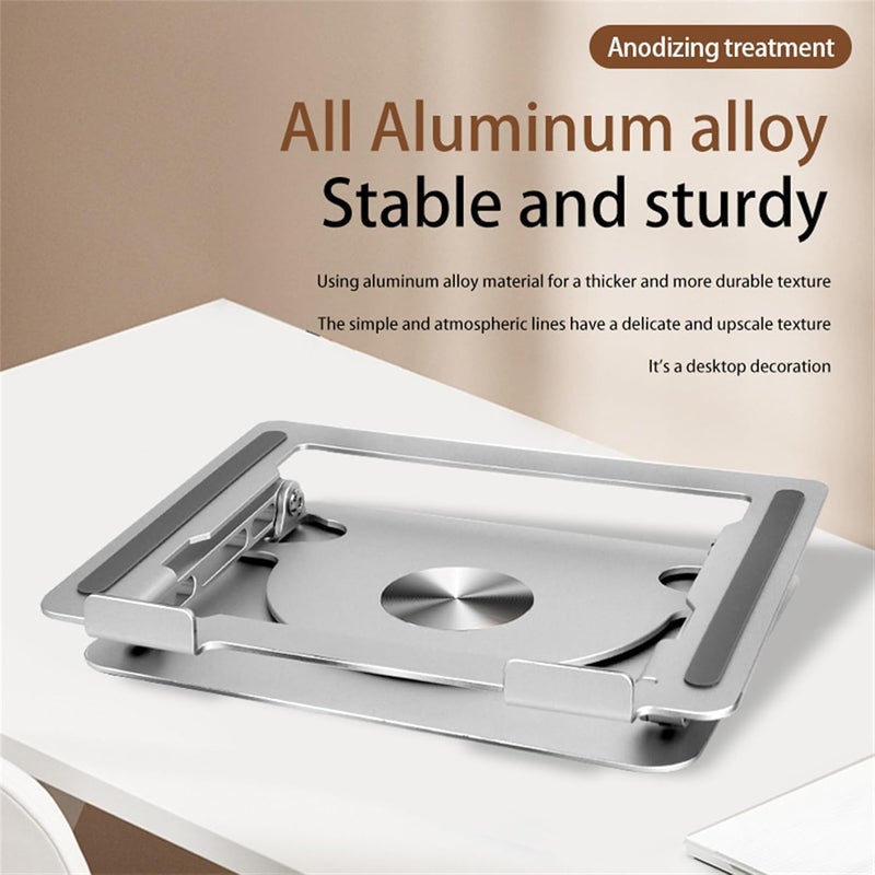 MOCA 360 Rotating Portable Laptop Stand for Desk Aluminum Ergonomic Laptop Riser Adjustable Height for MacBook Laptop up to 16 Holds Weight Upto 22 lb Swivel Laptop Holder Stand Silver - Image 3