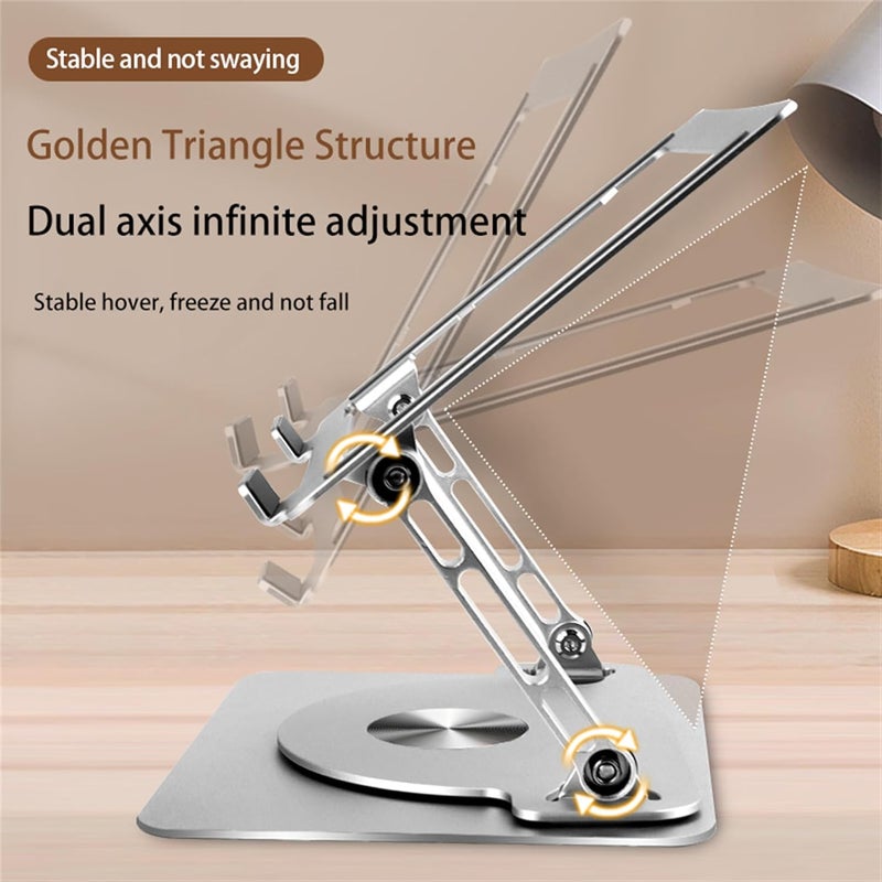 MOCA 360 Rotating Portable Laptop Stand for Desk Aluminum Ergonomic Laptop Riser Adjustable Height for MacBook Laptop up to 16 Holds Weight Upto 22 lb Swivel Laptop Holder Stand Silver - Image 4