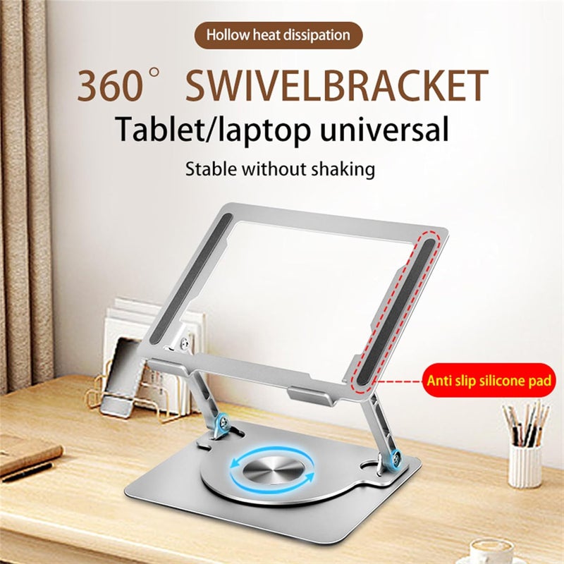 MOCA 360 Rotating Portable Laptop Stand for Desk Aluminum Ergonomic Laptop Riser Adjustable Height for MacBook Laptop up to 16 Holds Weight Upto 22 lb Swivel Laptop Holder Stand Silver - Image 5