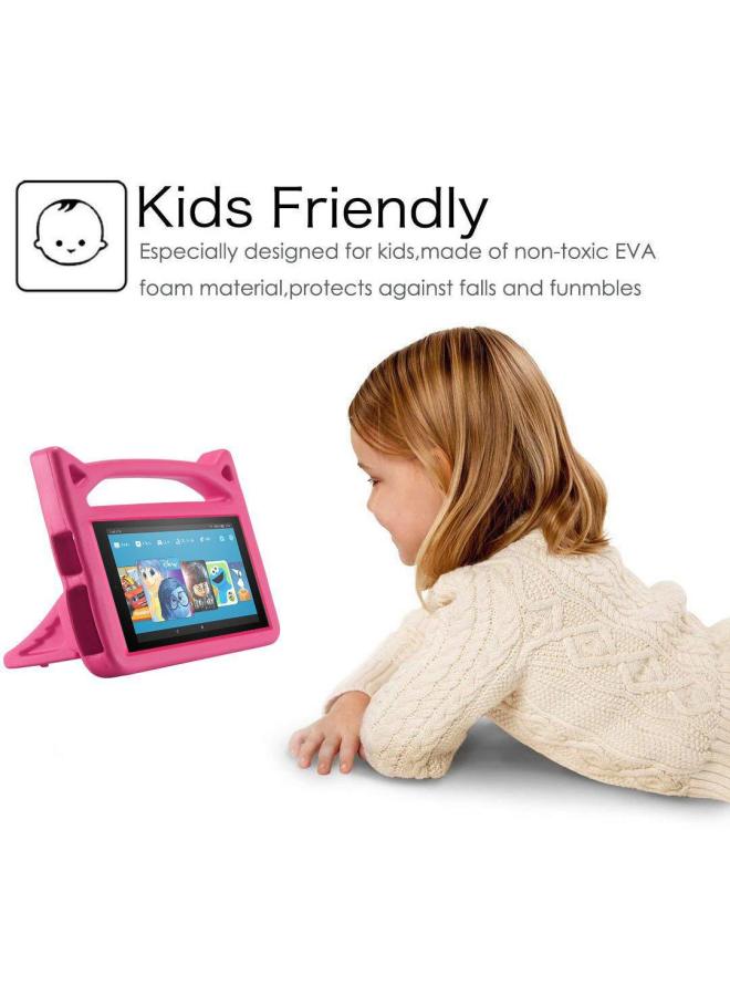 Suitable For 2017Kindle 2019Fire HD 10 Children Tablet Cartoon Eva Protective Case Silicone Leather-Color:Rose Red-Applicable Model:Samsung T510/515