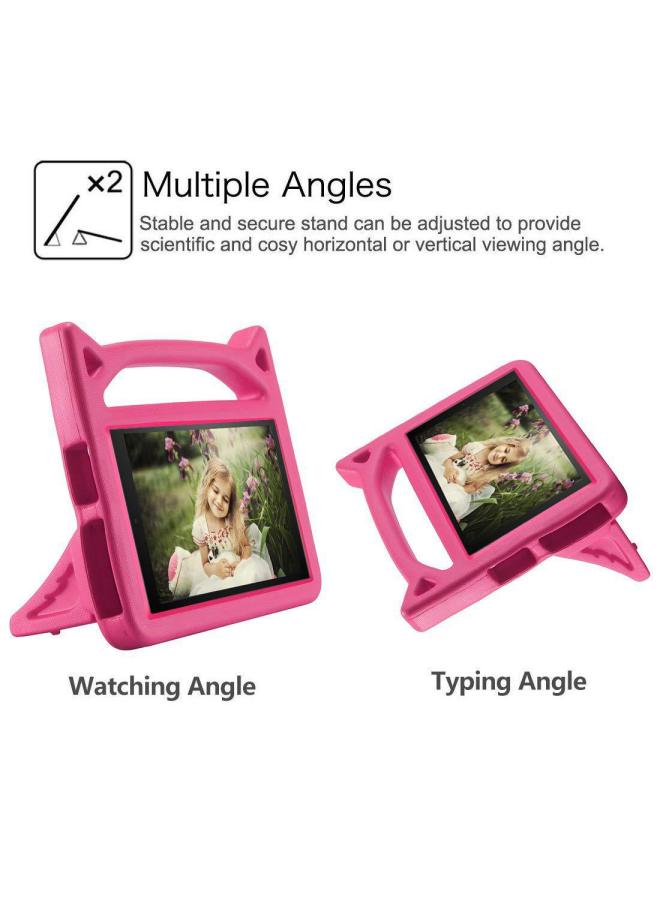 Suitable For 2017Kindle 2019Fire HD 10 Children Tablet Cartoon Eva Protective Case Silicone Leather-Color:Rose Red-Applicable Model:Samsung T510/515