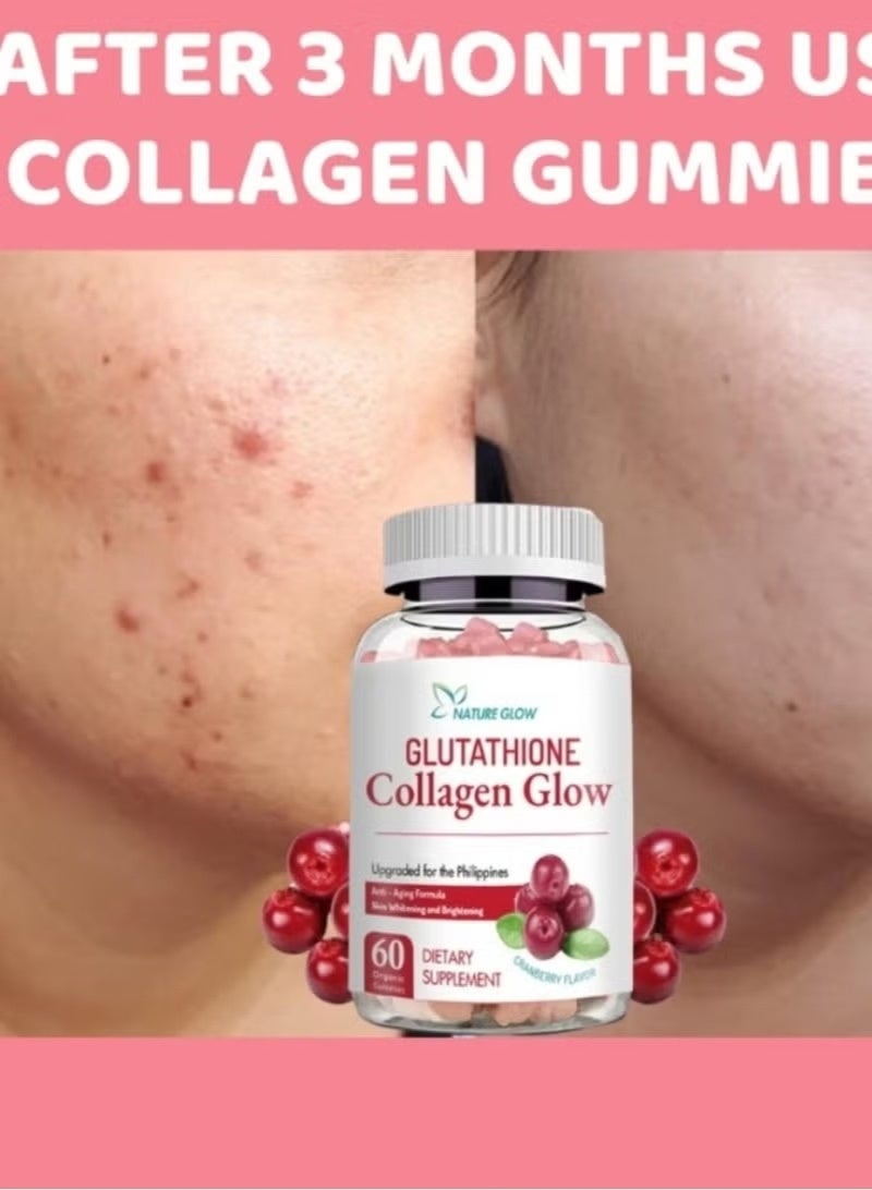 ناشر جلو جلوكاثيون كولاجين جلو علكة - مضادة للشيخوخة، لتبييض وتفتيح البشرة - بنكهة التوت البري - 60 قطعة - Image 3