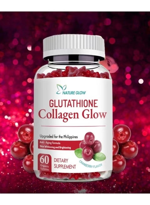 NATURE GLOW Glutathione Collagen Glow Gummies - Anti-Aging, Whitening & Brightening - Cranberry Flavor - 60 Gummies | Best Price KSA | Riyadh, Jeddah NATURE GLOW Glutathione Collagen Glow Gummies - Anti-Aging, Whitening & Brightening - Cranberry Flavor - 60 Gummies | Best Price KSA | Riyadh, Jeddah