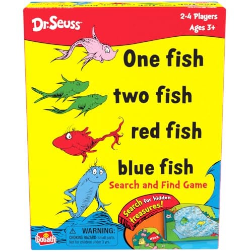 Goliath Dr Seuss One Fish Two Fish Red Fish Blue Fish SearchandFind Treasure Memory Matching Game 24 Players Ages 3 - Image 1