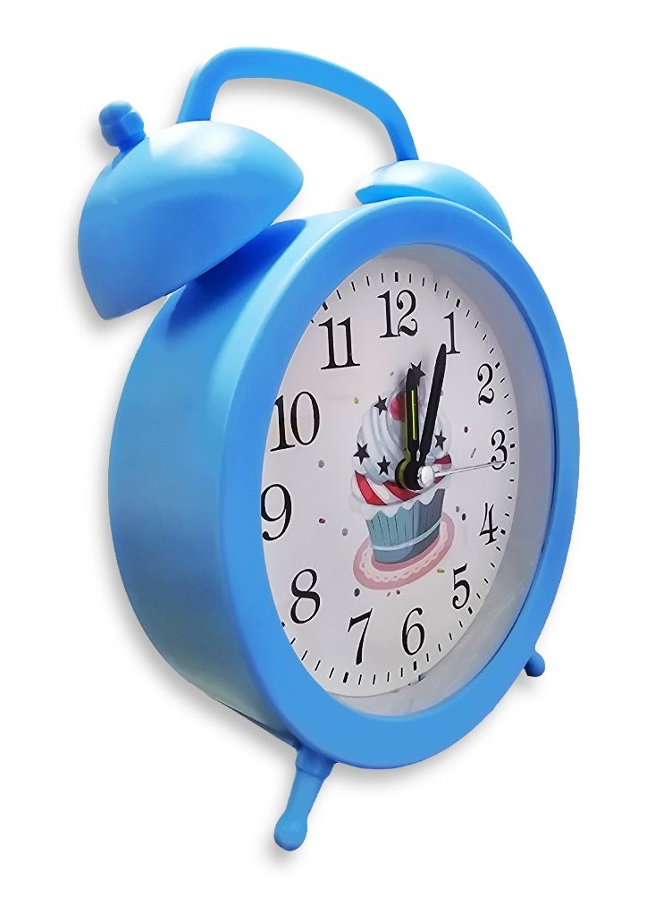 Generic - Charming little cartoon alarm clock, cute office decor, special gift, bedroom decor, with an innovative classic design and a cheerful blue color with an ice cream drawing in the background - Image 1