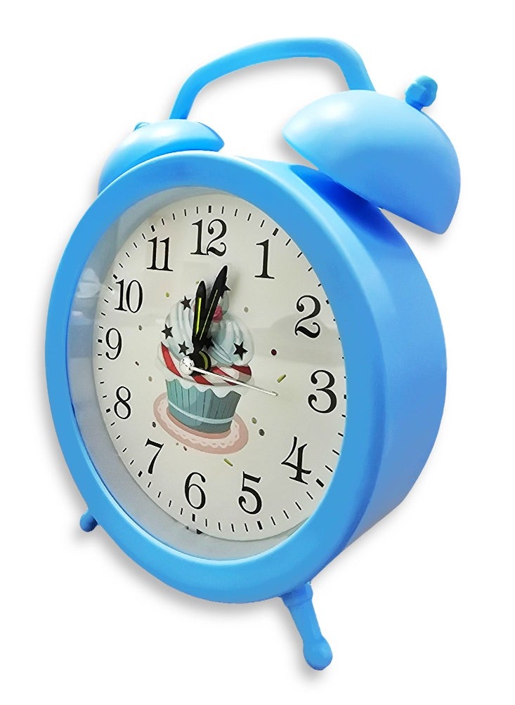 Generic - Charming little cartoon alarm clock, cute office decor, special gift, bedroom decor, with an innovative classic design and a cheerful blue color with an ice cream drawing in the background - Image 1
