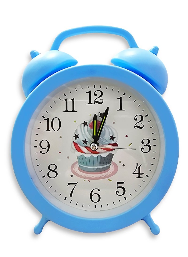 Generic - Charming little cartoon alarm clock, cute office decor, special gift, bedroom decor, with an innovative classic design and a cheerful blue color with an ice cream drawing in the background - Image 1