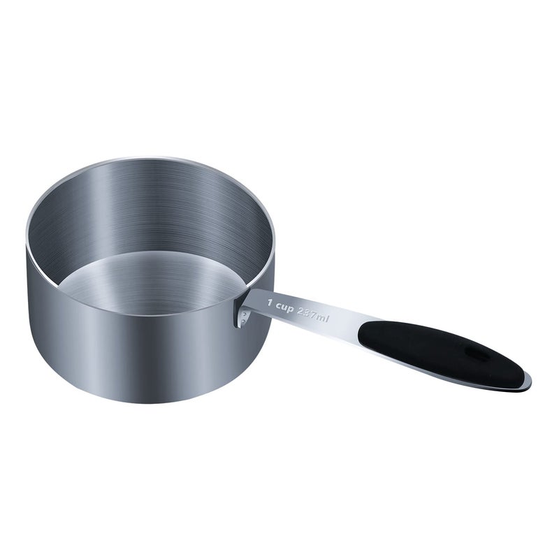 LEIFENY 1PCS 1Cup 237ml 8oz Single Measuring Cup with Black Silicone Grip Stainless Steel Individual Measure Scoop Only