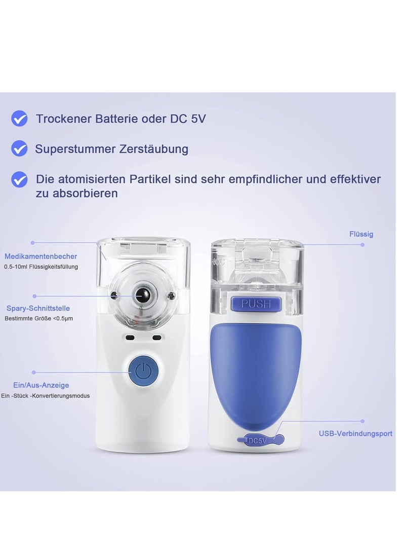 إلترازون Inhaler Device for Adults Inhaler Children's Inhaler Children's Nebuliser with Face Mask and Mouthpiece Automatic Cleaning Function for Respiratory Diseases Effective (Blue) - Image 3