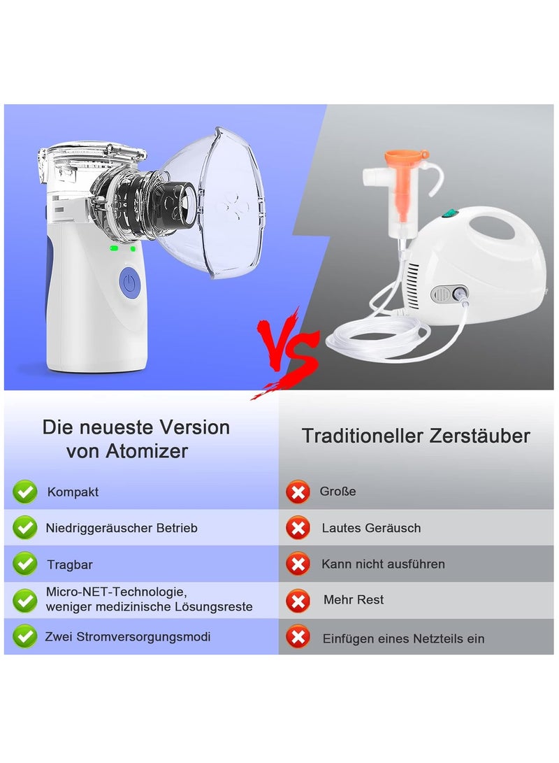 إلترازون Inhaler Device for Adults Inhaler Children's Inhaler Children's Nebuliser with Face Mask and Mouthpiece Automatic Cleaning Function for Respiratory Diseases Effective (Blue) - Image 2