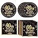 KHAIVI 40PCS 60th Birthday Party Decorations Vintage Black and Gold 1966 60 Year Old Party Supplies 60th Birthday Party Paper Dessert Plates and Napkins Dinnerware Kit for Men Women - Image 3