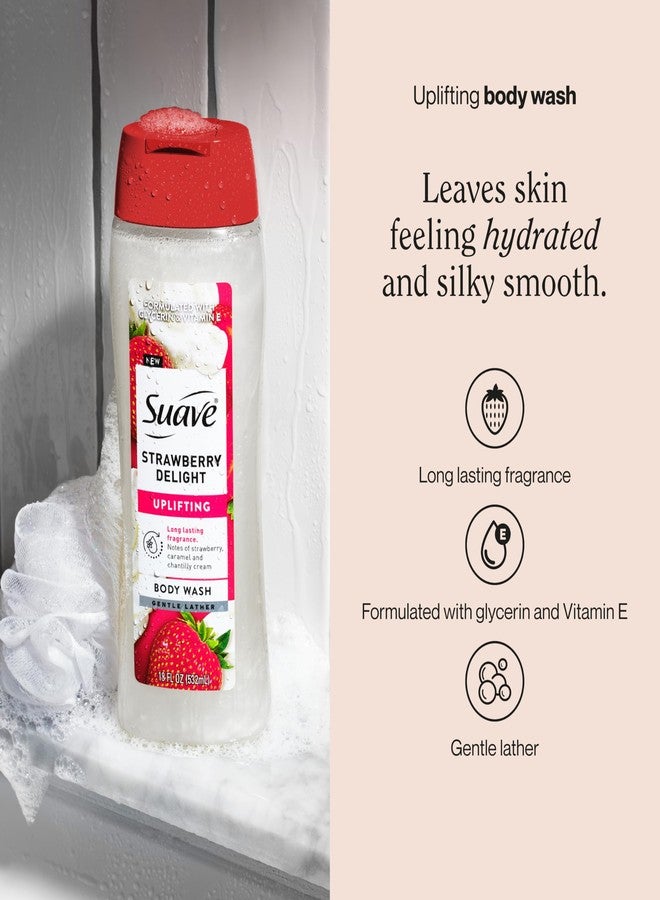 Suave Strawberry Delight Uplifting Body Wash, Formulated with Glycerin and Vitamin E for Hydrating and Gently Cleansing Skin, 18 oz, 6 Pack - Image 2