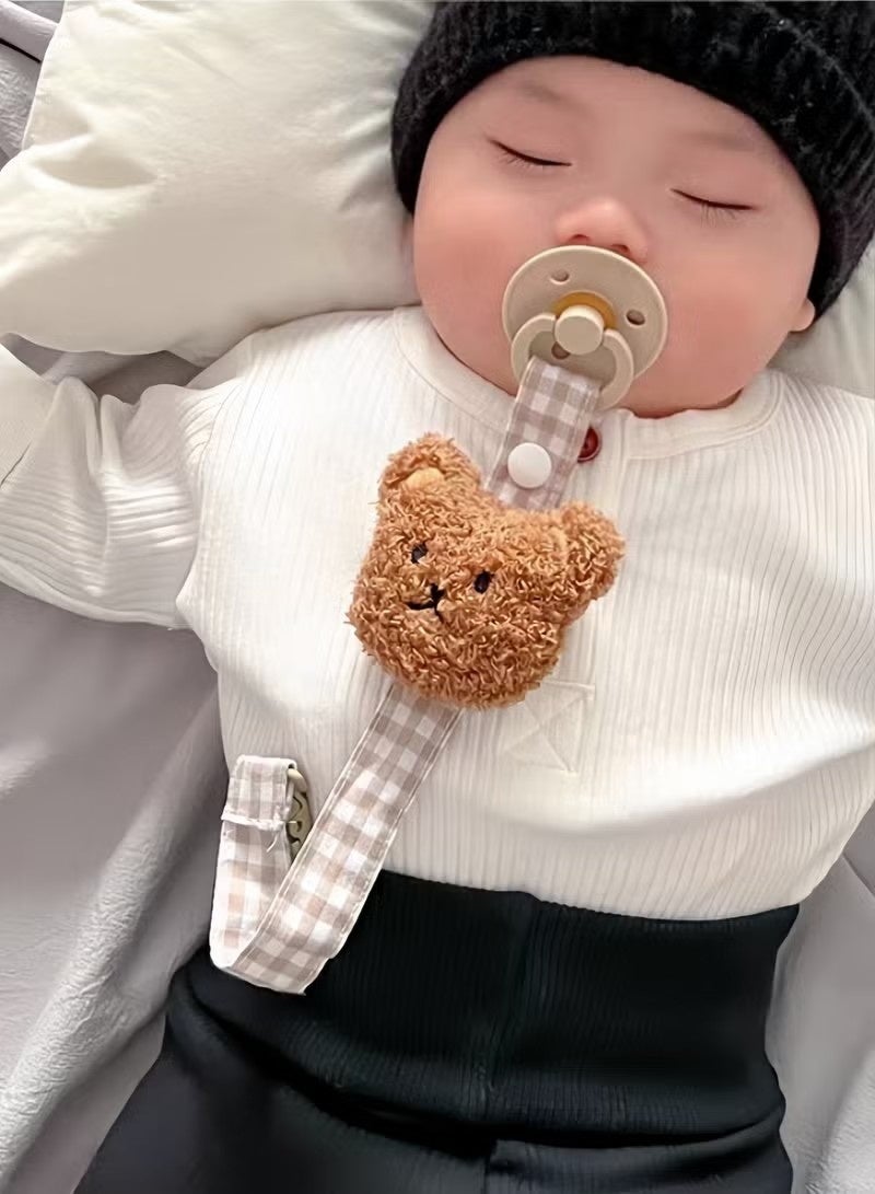 2PCS Cartoon Bear Baby Pacifier Chains, Soother Clip, Dummy Holder Strap for Pacifiers, Teether Toys, Lightweight, Washable, Korean Style - Image 2