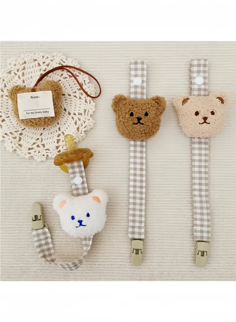 2PCS Cartoon Bear Baby Pacifier Chains, Soother Clip, Dummy Holder Strap for Pacifiers, Teether Toys, Lightweight, Washable, Korean Style - Image 4