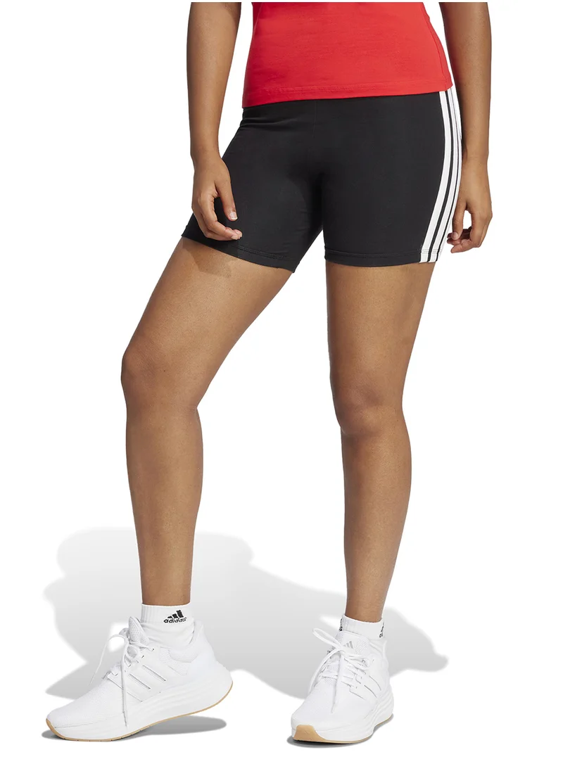 اديداس Essential 3 Stripe High Waisted Biker Shorts