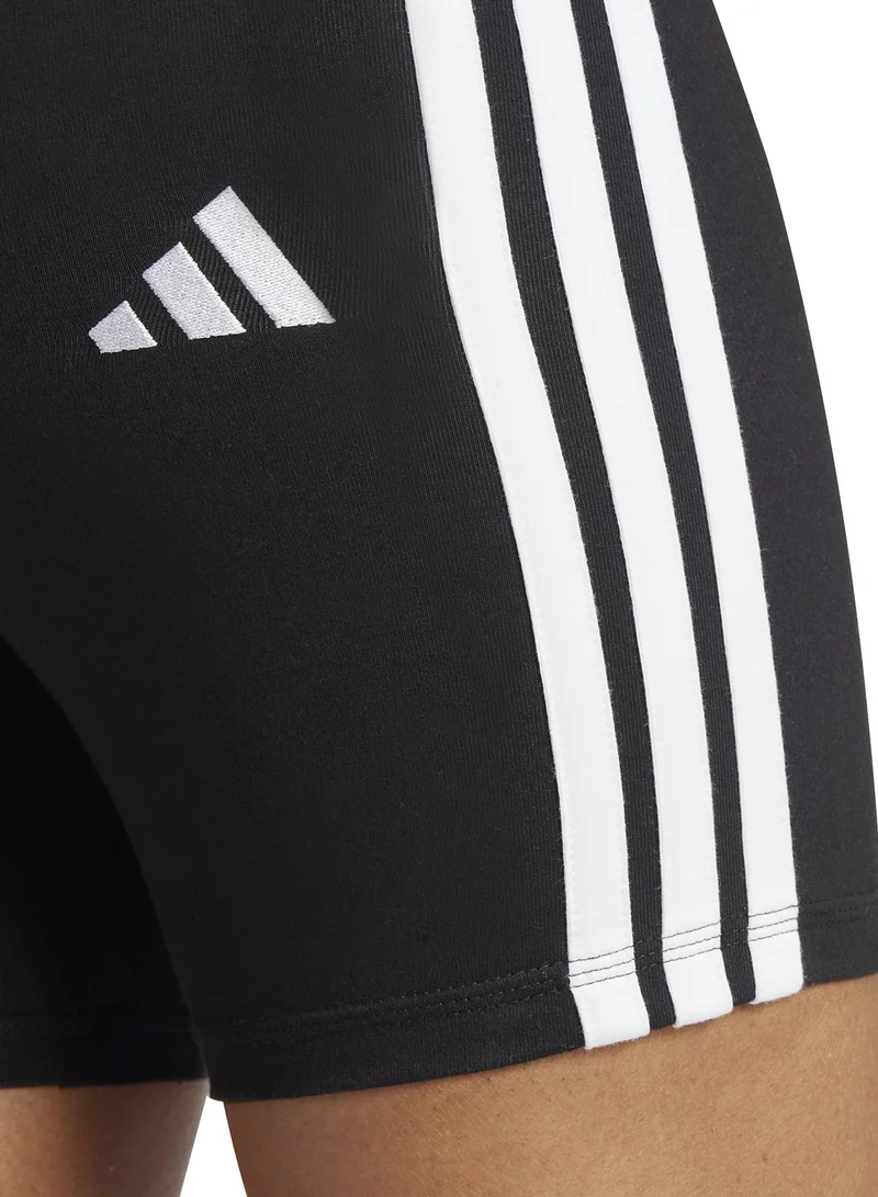 Adidas Essential 3 Stripe High Waisted Biker Shorts