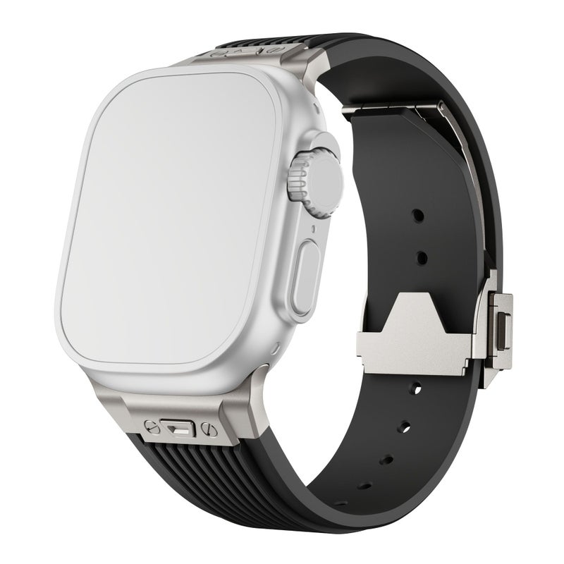 سوار ساعة بإبزيم من التيتانيوم الأسود لساعة Apple Watch Ultra 2/1 مقاس 49 مم و iWatch 46/45 مم - Image 1