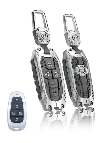 TALKMOON Key Fob Cover for Hyundai 5 Buttons Key CaseHeavy Key Shell Protector Keychain Accessories for 2024 2023 2022 Hyundai Sonata Tucson Santa fe Palisade Key Fob ModelASilver - Image 1