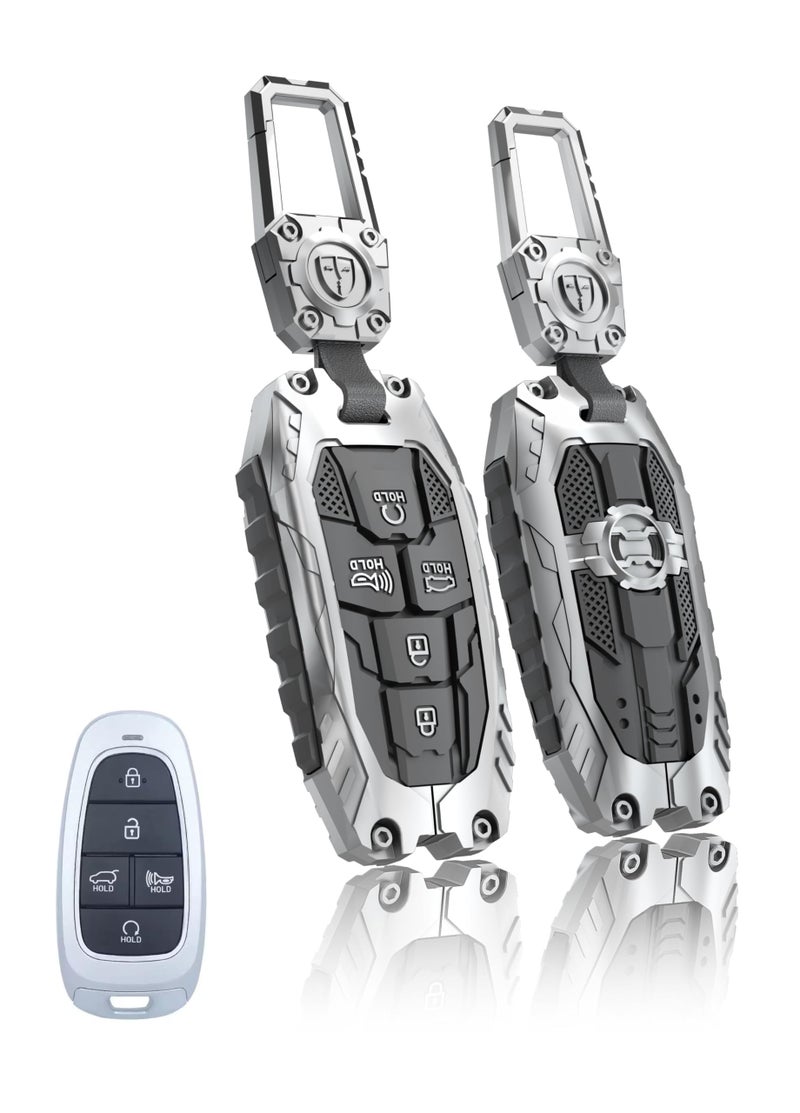 TALKMOON Key Fob Cover for Hyundai 5 Buttons Key CaseHeavy Key Shell Protector Keychain Accessories for 2024 2023 2022 Hyundai Sonata Tucson Santa fe Palisade Key Fob ModelASilver - Image 2