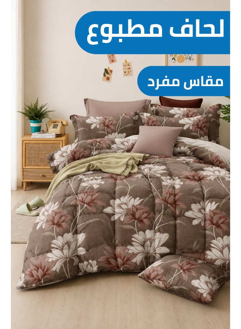 Premium Floral Printed Comforter Set – Single Size 160x245 cm, Includes Flat Bedsheet & Pillow Covers, Soft All-Season Bedding - Image 1