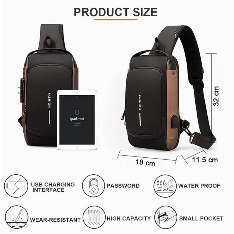 KRIFTY Fashion Anti-Theft Sling Bag with USB Port, Waterproof Crossbody Backpack, Casual Chest Shoulder Bag - Image 2
