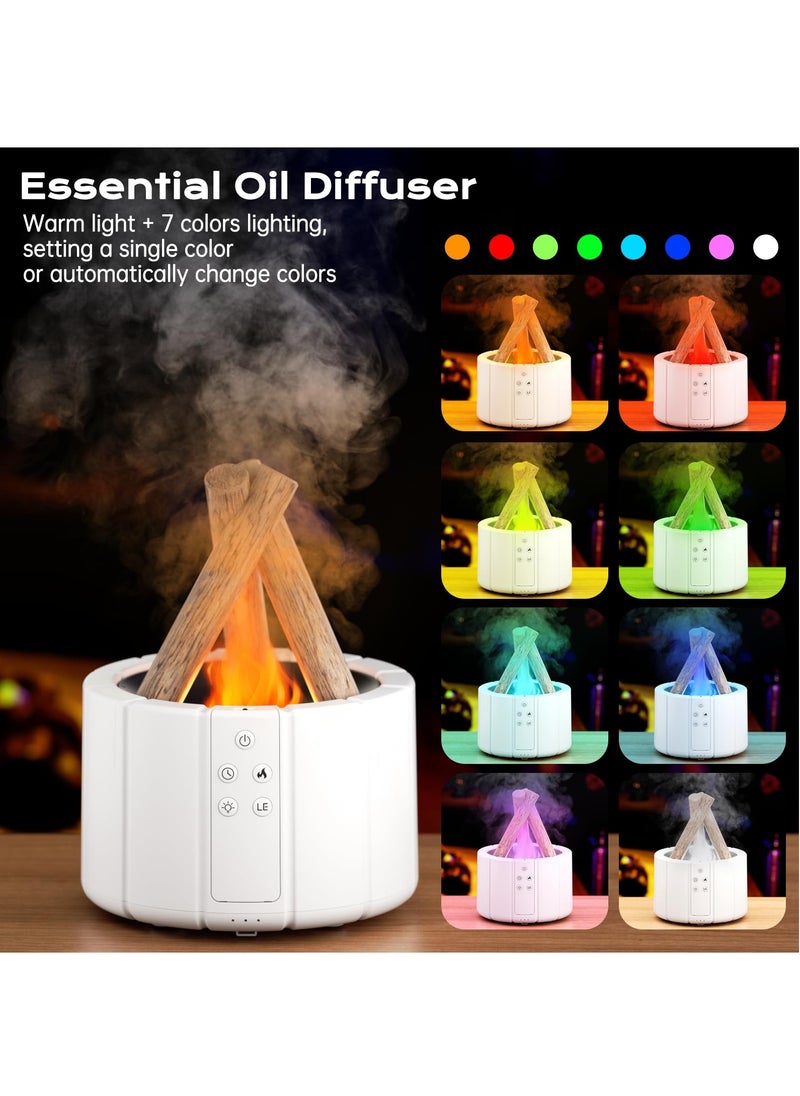 KASTWAVE - Bonfire Humidifier 250ML with Remote Control, Silent Flame Diffuser Aromatherapy Scented Oil Diffusers Timing With Bonfire Shape Warm Light And 7 Colorful Lights - Image 1