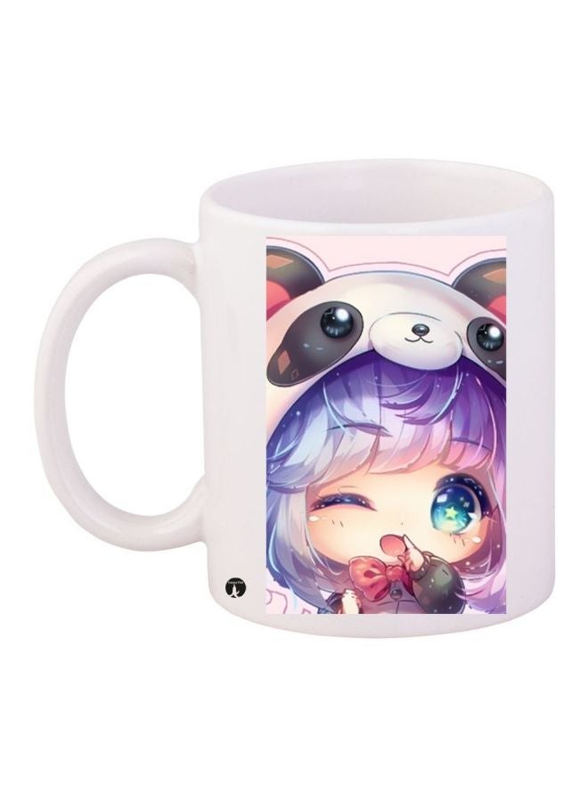 RYN Cartoon Printed Coffee Mug White/Purple/Grey 11ounce