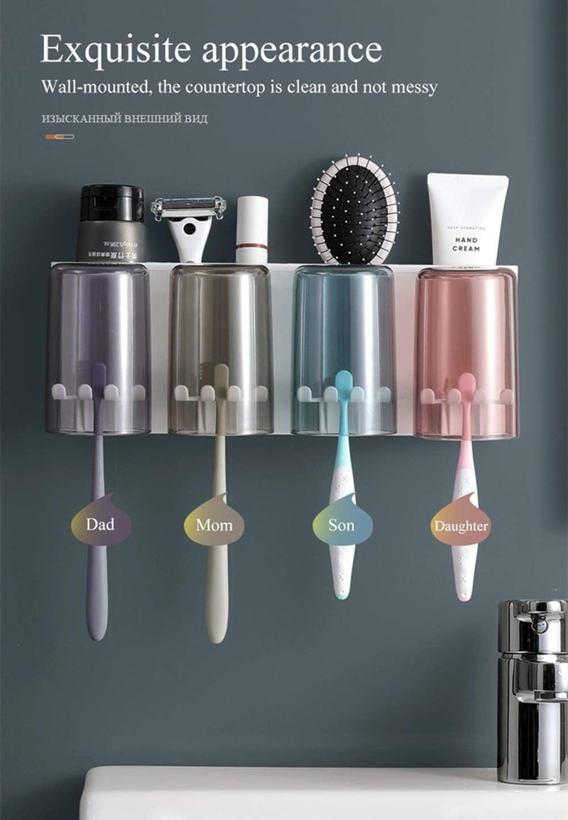 FYCAN Toothbrush Holder Wall Mounted Multifunctional Toothbrush Holder for Bathroom Space-Saving with Dustproof Cover 8 Toothbrush Slots and ABS 4Cups, BPA-Free, Waterproof, Moisture-Proof -Multi - Image 3
