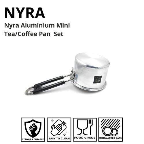 NYRA® Aluminium Mini Tea/Coffee Pan with Strong Stainless Steel Handle, Set of 2, Capacity- 700 ML, 900 ML - Image 2