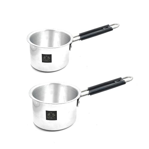 NYRA® Aluminium Mini Tea/Coffee Pan with Strong Stainless Steel Handle, Set of 2, Capacity- 700 ML, 900 ML - Image 1