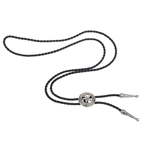 COOLLA Bolo tie- Handmade Star Western Cowboy Black Vintage Turquoise Pendant for Women,Men (Silver) - Image 4