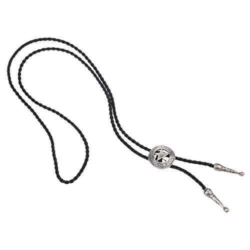COOLLA Bolo tie- Handmade Star Western Cowboy Black Vintage Turquoise Pendant for Women,Men (Silver) - Image 5