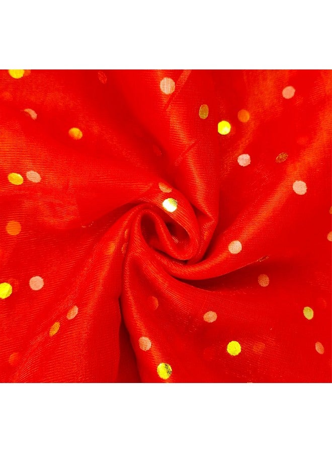Satyam Kraft SATYAM KRAFT Multi Purpose Net Fabric Cloth for Decoration for Valentine, Costumes, Gift Packing, Party Decor, Backdrop Material for mandap, Pooja Background Stand (5 Meter, Red Polka Dot) - Image 3