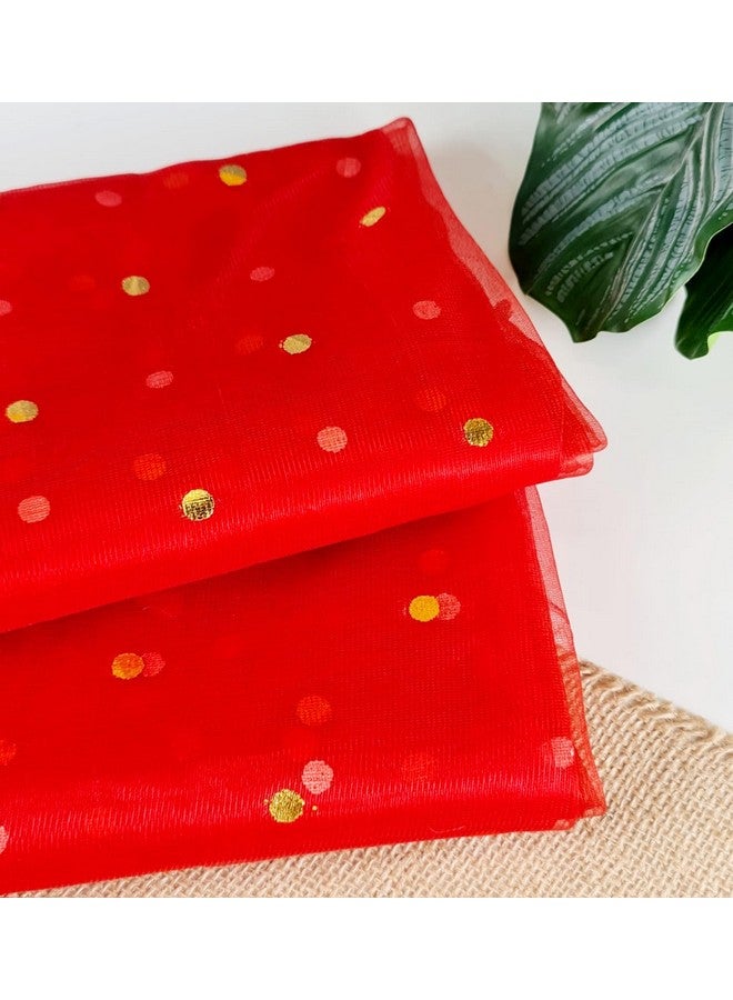 Satyam Kraft SATYAM KRAFT Multi Purpose Net Fabric Cloth for Decoration for Valentine, Costumes, Gift Packing, Party Decor, Backdrop Material for mandap, Pooja Background Stand (5 Meter, Red Polka Dot) - Image 4
