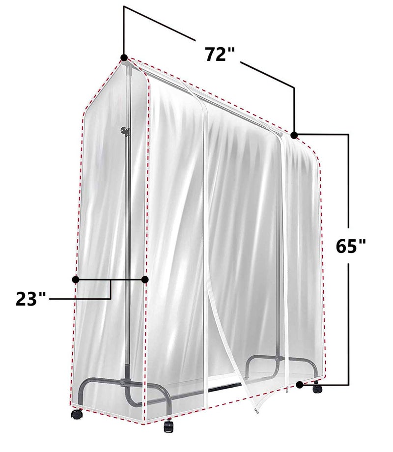 Sorbus Cover for Garment Rack - 6 Ft Transparent Clothes Rack Cover, Garment Coat Hanger Protector Dustproof Waterproof Clothing Storage Cover for Dresses, Suits, Coats, and more (Rack Not Included) - Image 2