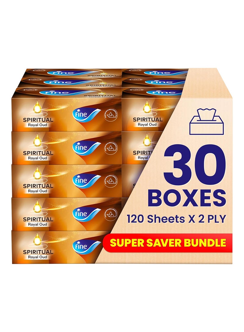 Fine Oud Scent Tissue Boxes 30 Packs x 120 Sheets x 2 Ply Sterilized Mega Saver Pack - Image 1