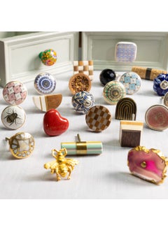 Indian-Shelf IndianShelf 4 Piece Multicolor Flower Ceramic Drawer Knobs for Kitchen Cabinet Hardware Door Pulls Decorative Dresser Luxurious Wardrobe  - Image 3