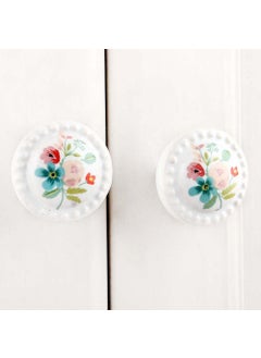 Indian-Shelf IndianShelf 4 Piece Multicolor Flower Ceramic Drawer Knobs for Kitchen Cabinet Hardware Door Pulls Decorative Dresser Luxurious Wardrobe  - Image 1