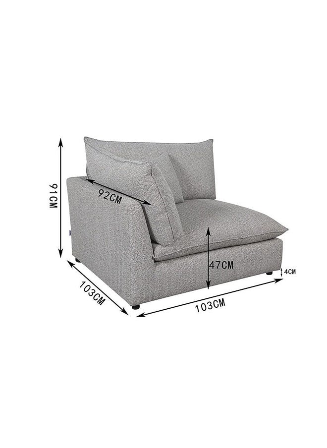 DANUBE HOME Napoleon Corner Fabric Modular Sofa Accent Chair Modern Design One Seat Sofas Comfortable Living Room Seating Furniture For Home L 103 x W 103 x H 91 cm Grey  - Image 4