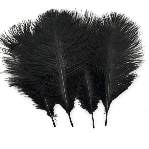 Sowder 20pcs Natural 10-12inch(25-30cm) Ostrich Feathers Plume for Wedding Centerpieces Home Decoration(Black) - Image 1