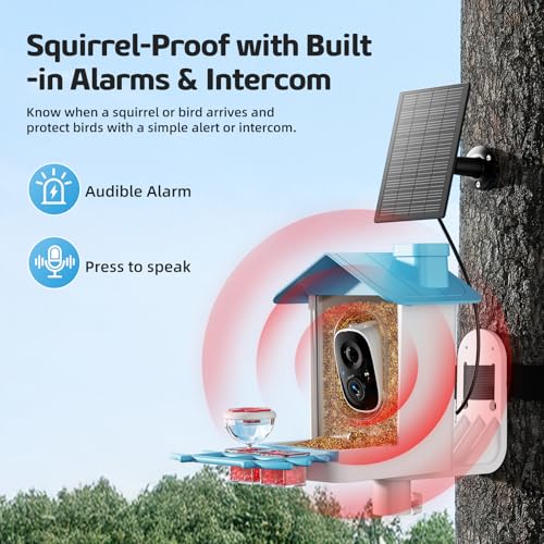 GAOYITK Bird Feeder with Camera 2K HD AI Smart Identify BirdSpecies Solar Panel Outdoors Birdhouse with Cam, Instant Arrival Alerts, Capture BirdVideo, Gifts for Mom Dad - Image 4
