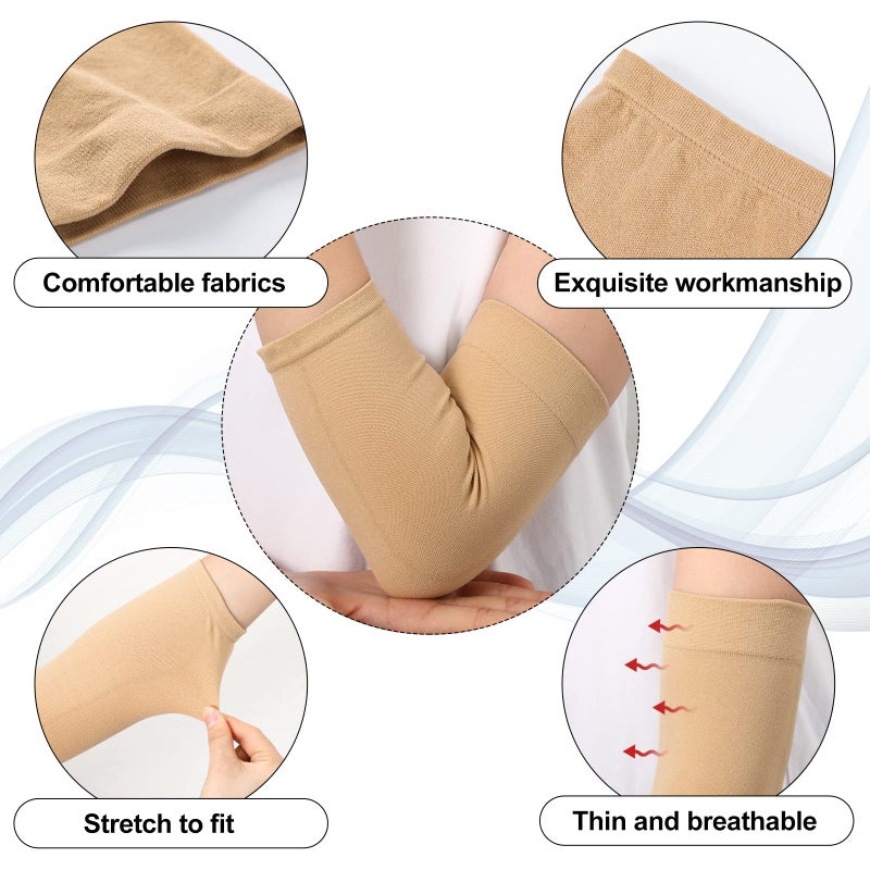 Vicenpal 2 Pairs Tattoo Cover up Sleeve Forearm Arm Sleeves for Women Men Compression Tattoo Upper Arm Cover(Nude) - Image 5