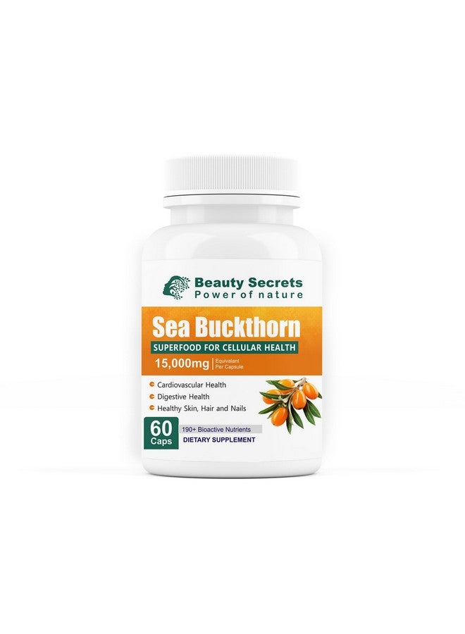 beauty Secrets Himalayan Sea Buckthorn Capsules 15000 Mg | Sea Buckthorn Berry Extract | With Omega-7 | High Potency Antioxidant Supplement For Immune Support, Digestive & Heart Health | 60 Veg Capsules - Image 1