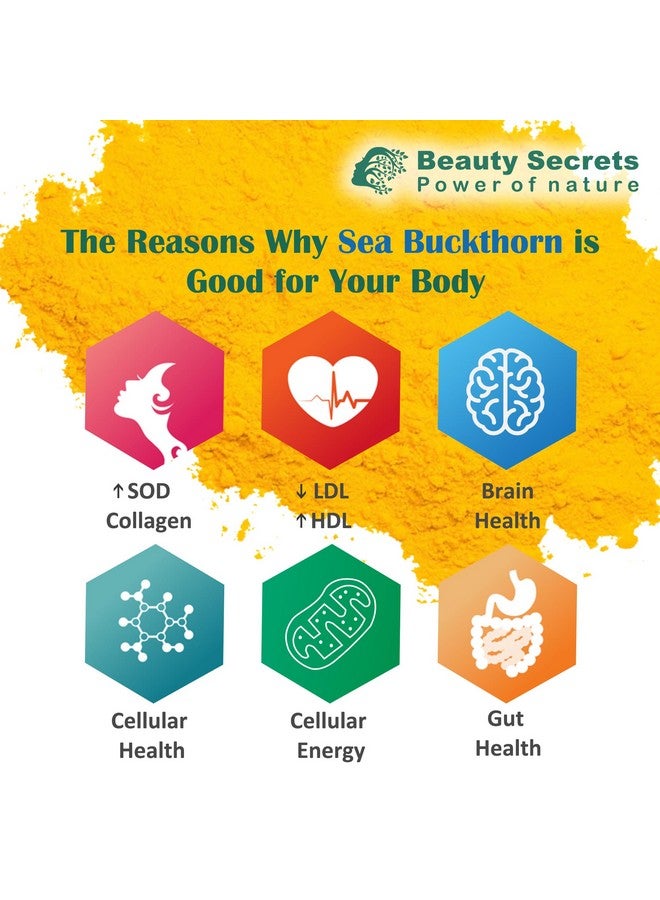beauty Secrets Himalayan Sea Buckthorn Capsules 15000 Mg | Sea Buckthorn Berry Extract | With Omega-7 | High Potency Antioxidant Supplement For Immune Support, Digestive & Heart Health | 60 Veg Capsules - Image 4