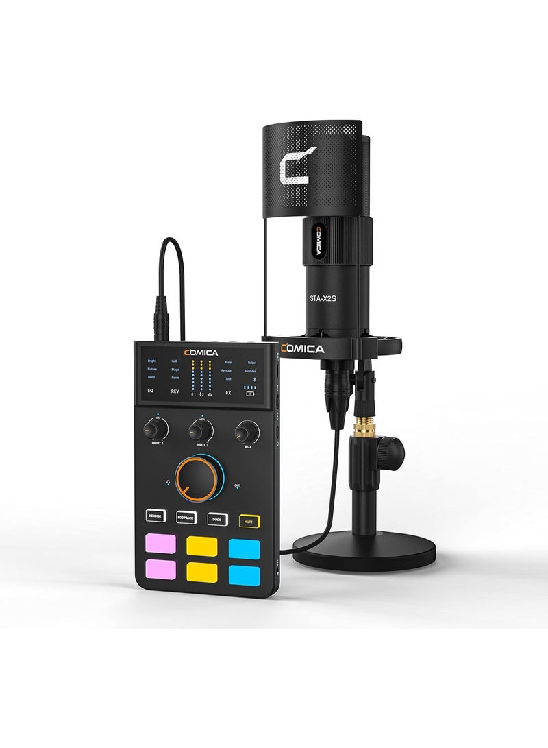 COMICA Comica ADCaster C1-K1 Condenser Microphone Bundle with Sound Card, Streaming Microphone PC with Mixer Kit, USB Audio Interface Mixer Set for Live Streaming/Podcast/Gaming/YouTube - Image 1