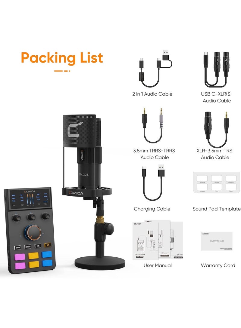 COMICA Comica ADCaster C1-K1 Condenser Microphone Bundle with Sound Card, Streaming Microphone PC with Mixer Kit, USB Audio Interface Mixer Set for Live Streaming/Podcast/Gaming/YouTube - Image 2
